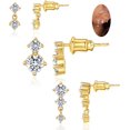 3 Pairs Stud Earrings for Women 14k Gold Stud Earrings Set Dainty Small