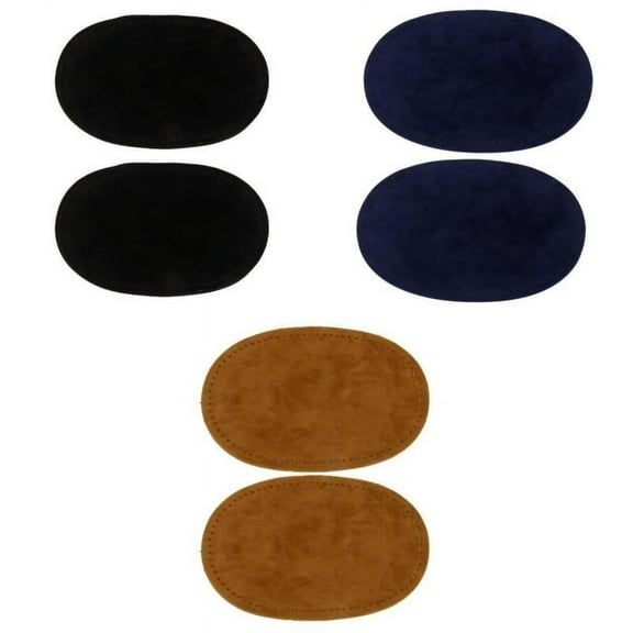 3 Pairs Suede Fabric Oval Elbow Knee Patches 14x9cm Pre-Punched Sew-On Mending Patches Black Blue Camel-green-green