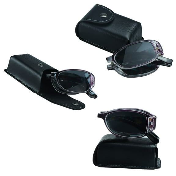 3 Pairs Sunglasses Foldable with Blue Light Blocking lens Compact Folding Glasses for Women (Purple, No Magnification)