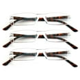thumbnail image 1 of 3 Pairs Super Lightweight Slim Sleek Rectangular Reading Glasses - Spring Hinge Modern Reader +1.50, 1 of 3