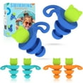 thumbnail image 1 of 3 Pairs Swimming Earplugs, Silicone Comfortable Earplugs with Storage Case, Fits Small Ears and Adults, Suitable for Swimming, Bathing, Surfing – Blue/Green/Orange-L, 1 of 7
