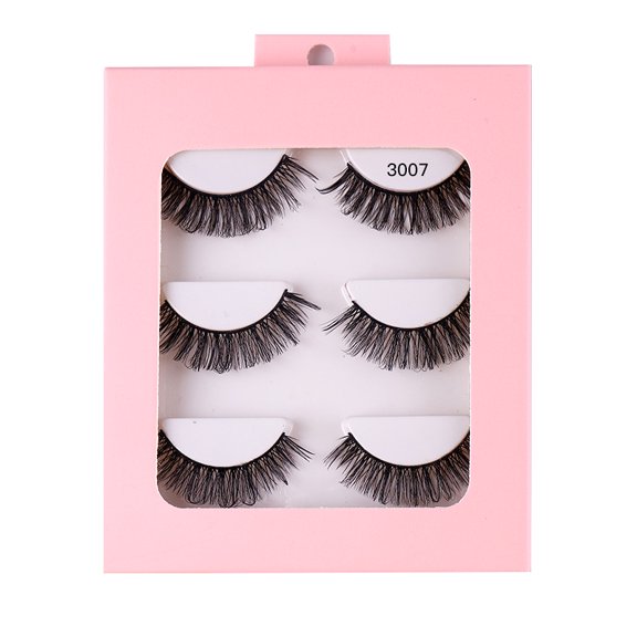 3 Pairs Synthetic False Eyelashes - Curly Thick & Realistic Look, Compact Pack for Daily Makeup & Travel