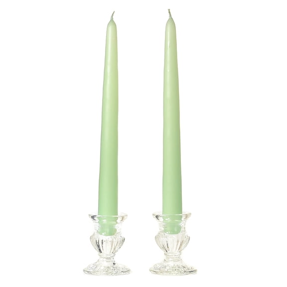 3 Pairs Taper Candles Unscented 10 Inch Mint Green Tapers .88 in. diameter x 10 in. tall