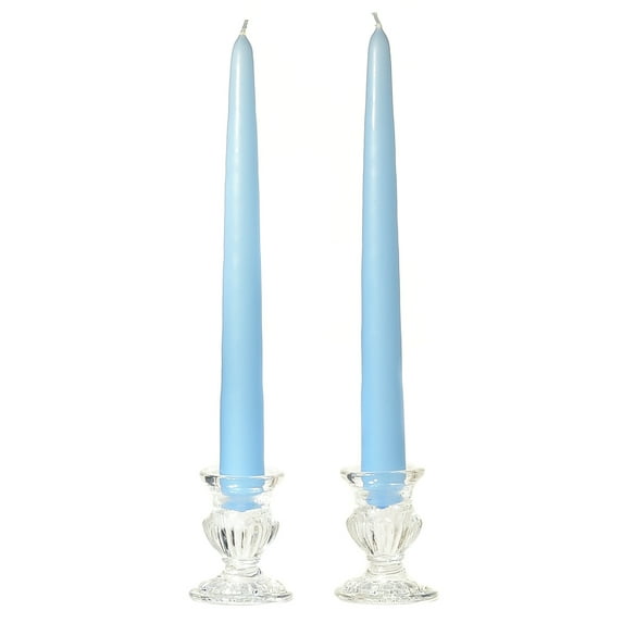 3 Pairs Taper Candles Unscented 12 Inch Light Blue Tapers .88 in. diameter x 12 in. tall