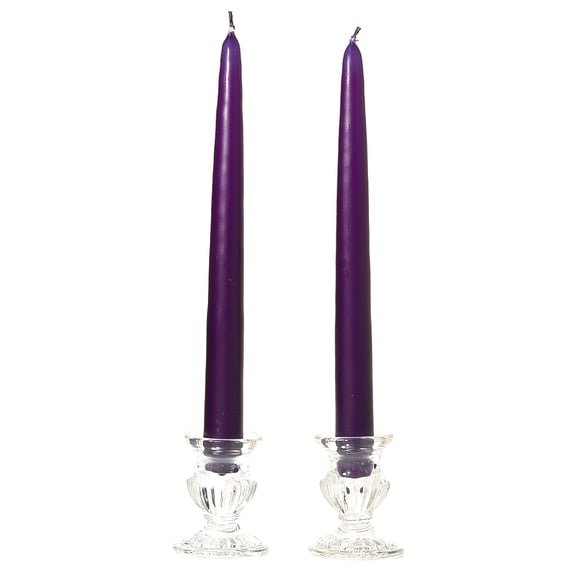 3 Pairs Taper Candles Unscented 12 Inch Lilac Tapers .88 in. diameter x 12 in. tall