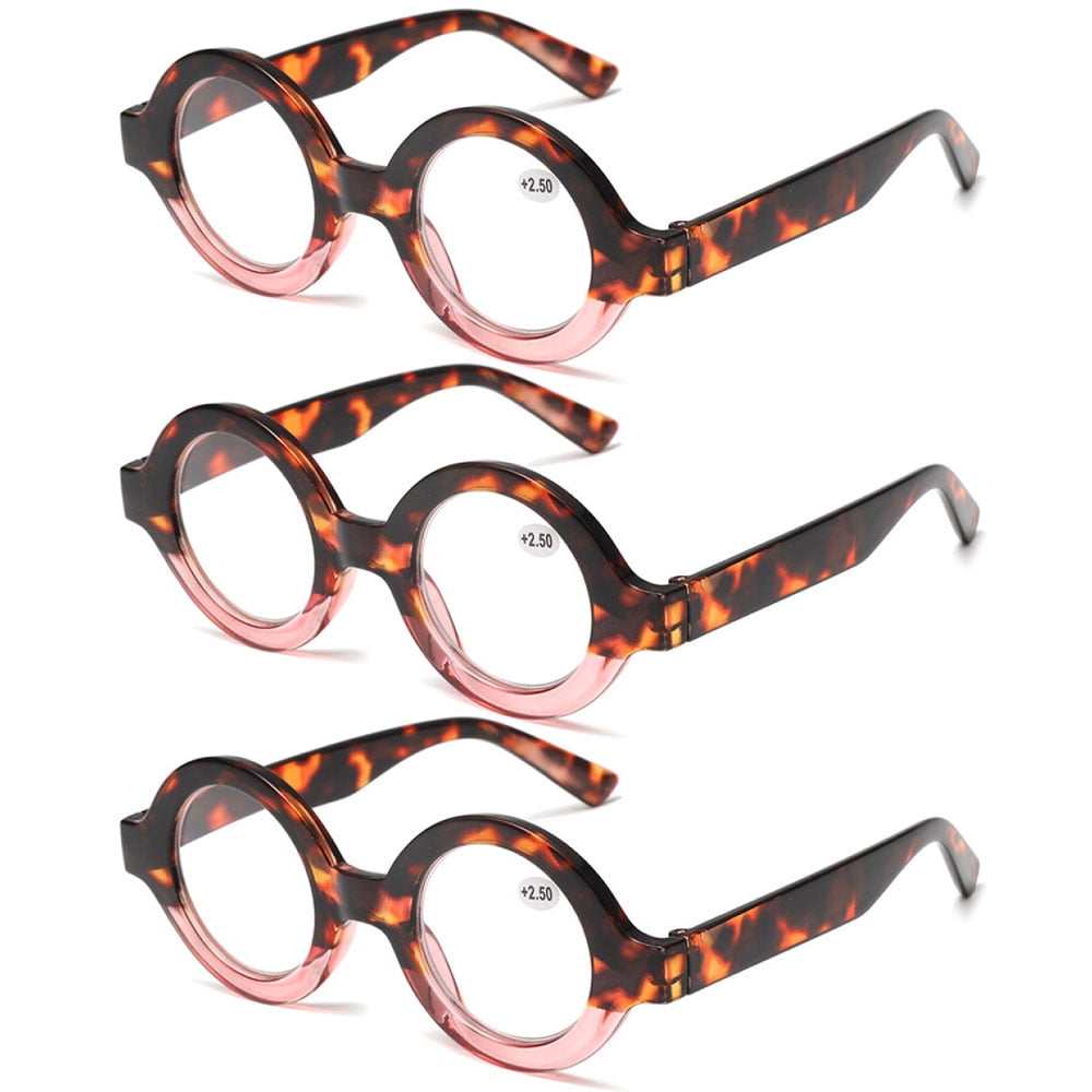 3 Pairs of Thick Blue Light Blocking Reading Glasses +1.5, Round Classic Plastic Tortoiseshell Readers 1.50 for women, Fashion Presbyopia Glasses +150 Strength