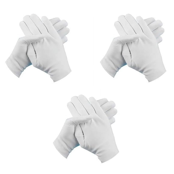 3 Pairs Thick White Cotton Gloves S Size, Breathable Work Jewelry Inspection, By Meiiso, Large Inventory!