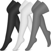 FORIEVIC (3 Pairs)Thigh High Compression Socks for Women & Men Circulation Over the Knee High Stocking is Best for Running, Flight Travel, Supporting, Cycling, Pregnant 15-20 mmHg
