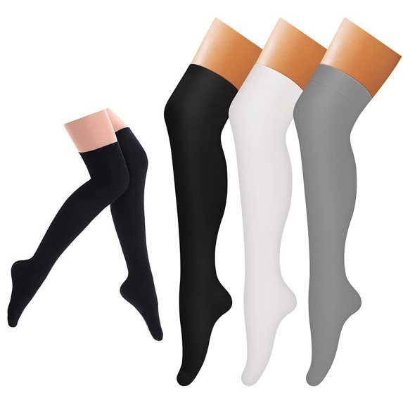 3 Pairs Thigh High Compression Socks for Women and Men Circulation 20-30 mmhg, Best Support for Running, Cycling, Nursing