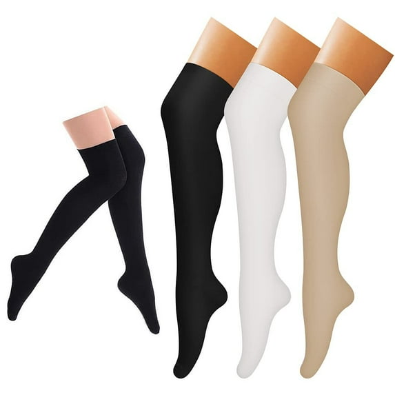 3 Pairs Thigh High Compression Socks for Women and Men Circulation 20-30 mmhg, Best Support for Running, Cycling, Nursing