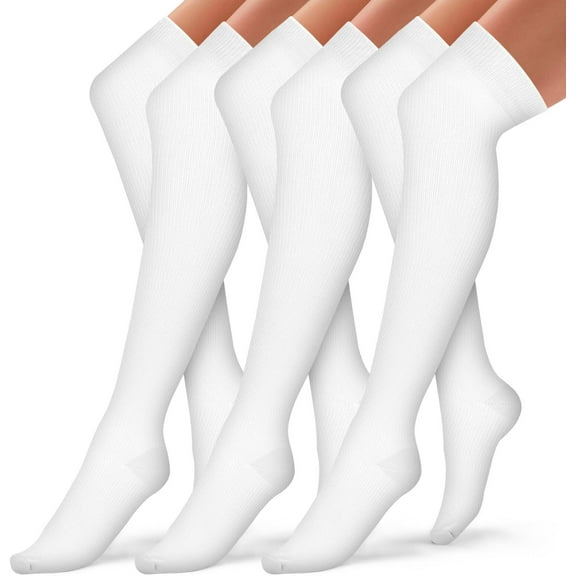 3 Pairs Thigh High Compression Socks for Women and Men Circulation 20-30 mmhg Over the Knee, Best Support for Running, Cycling, Nursing