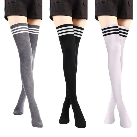 3 Pairs Thigh High Compression Socks for Women and Men Circulation 20-30 mmhg Over the Knee, Best Support for Running, Cycling, Nursing