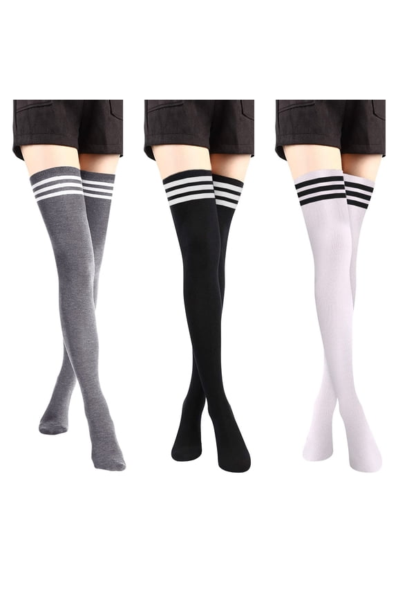 3 Pairs Thigh High Compression Socks for Women and Men Circulation 20-30 mmhg Over the Knee, Best Support for Running, Cycling, Nursing