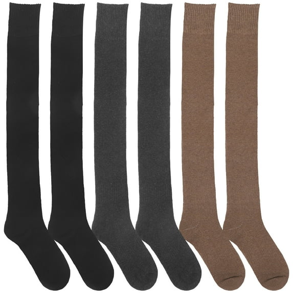 3 Pairs Thigh High Socks Knee High Socks Women Thigh High Knee Length Socks