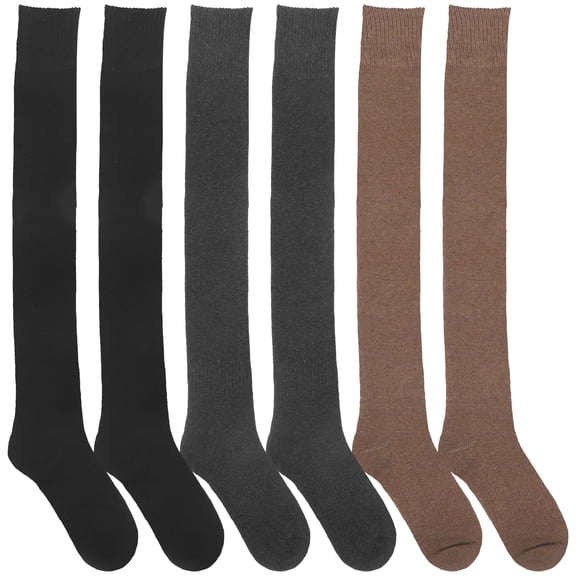 3 Pairs Thigh High Socks Knee High Socks Women Thigh High Knee Length Socks