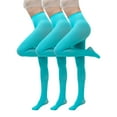 thumbnail image 1 of 3 Pairs Tights for Women Opaque High Waisted Stockings Teen Girls Footed Pantyhose Sky Blue L, 1 of 1