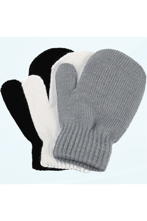 3 Pairs Toddler Magic Stretch Mittens Little Girls Soft Knit Mitten Baby Boys Winter Knitted Gloves