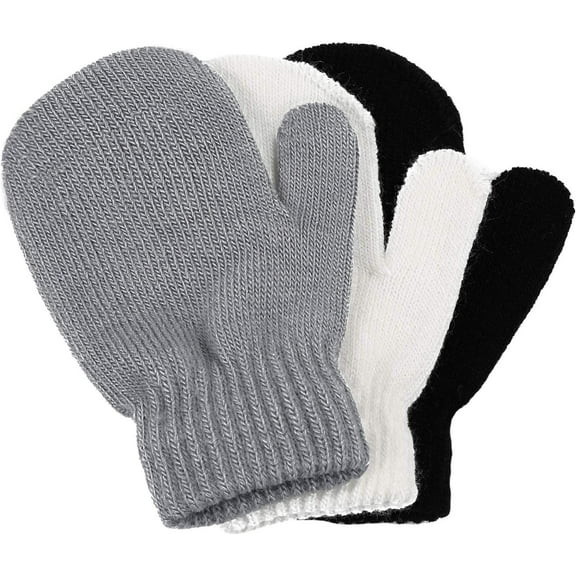 3 Pairs Toddler Magic Stretch Mittens Little Girls Soft Knit Mitten Baby Boys Winter Knitted Gloves