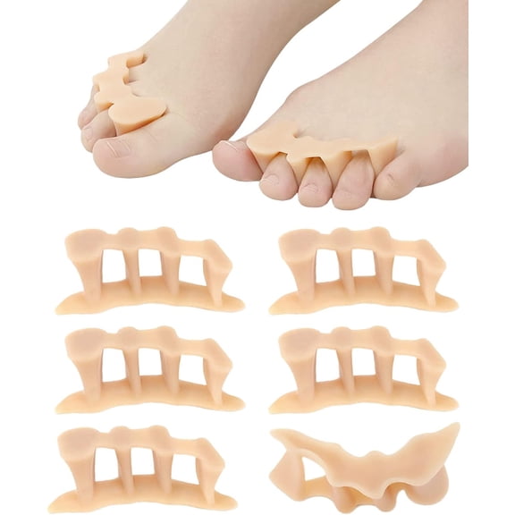 3 Pairs Toe Spacers to Correct Toes Soft Gel Toe Separators for Women Men Feet Pain Relief,Toe Straighteners,Bunion Corrector,Toe Spreader for Overlapping Toes, Hammer Toes (Skin Tone)