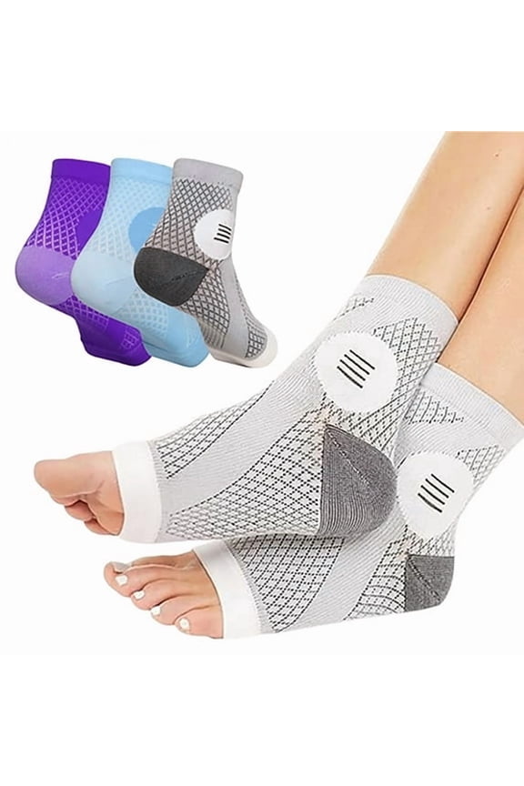 3 Pairs Toeless Neuropathy Compression Ankle Socks, Breathable Arch & Heel Support Socks, Pain Relief Athletic Foot Socks for Men Women