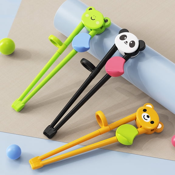 3 Pairs Training Chopsticks Comfortable Grip Chewable Ergonomic Design Widen Head Cartoon Eating Train Easy to Clean Cute Bear Kids Food Grade Learning Chopsticks Kitchen Utensils