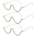 thumbnail image 1 of 3 Pairs of Women Half Moon Blue Light Blocking Reading Glasses 1.00 Ladies Semi-Rimless Colorful Diamond Readers +1.00 Strength, 1 of 6