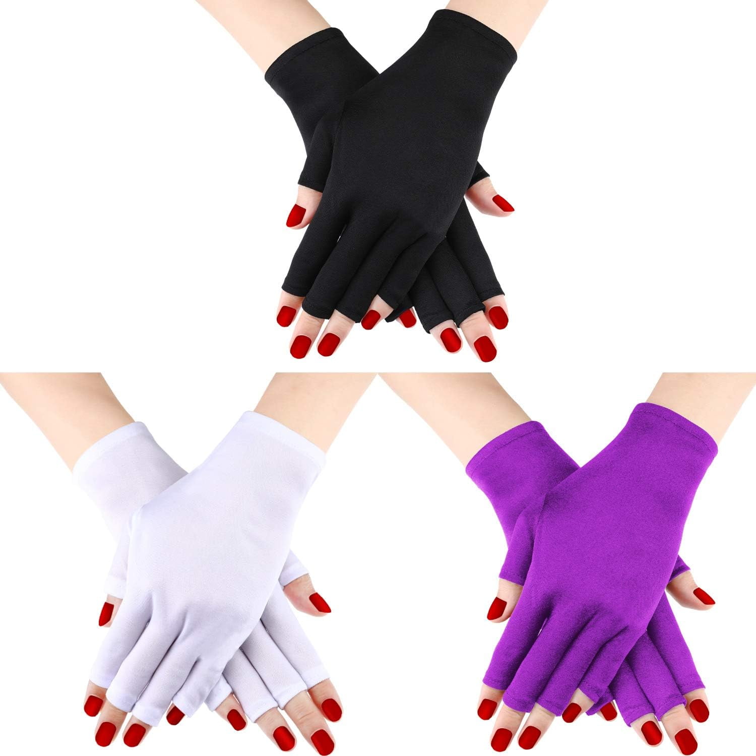 3 Pairs UV Shield Glove Gel Manicures Glove Anti UV Fingerless Gloves