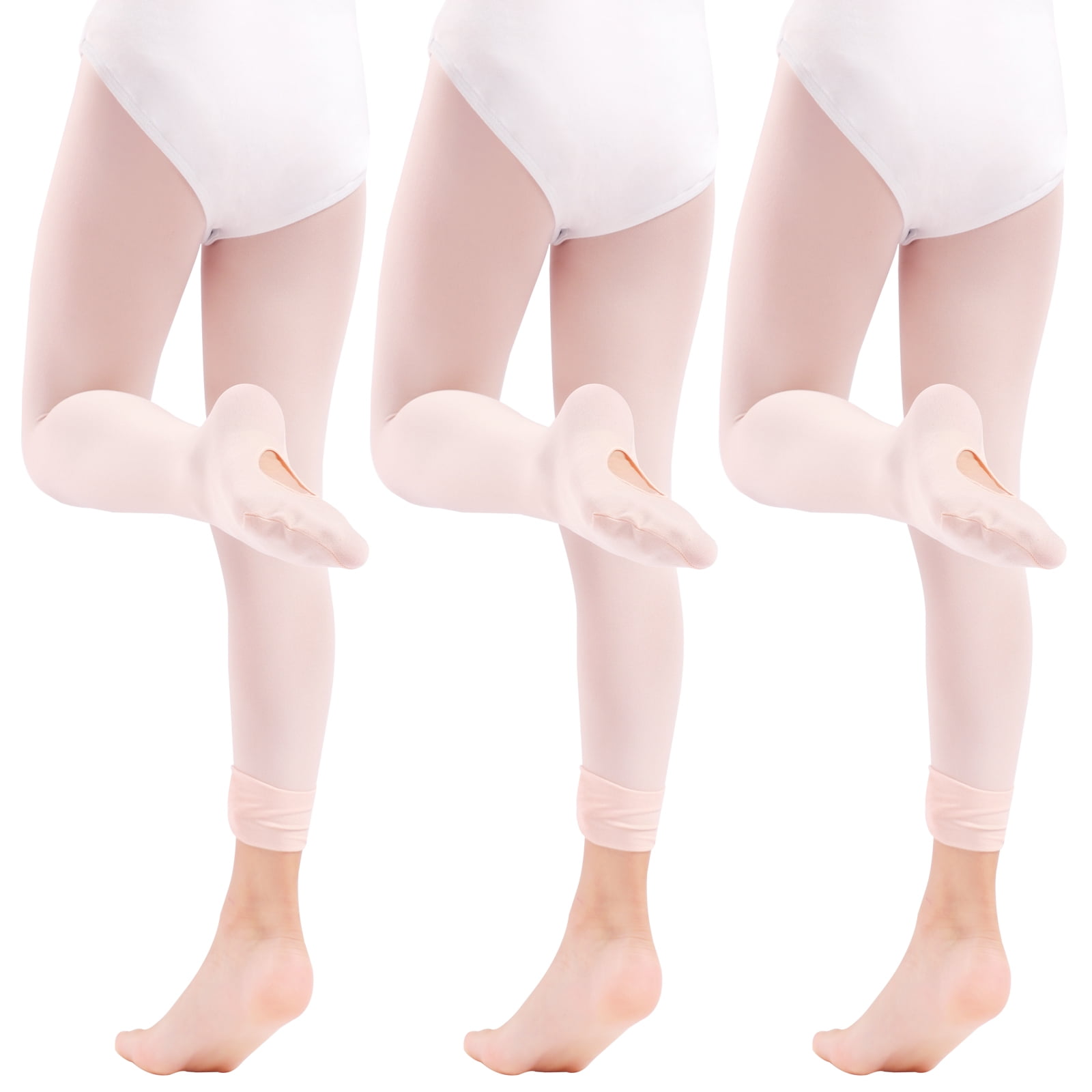 3 Pairs Ultra Soft Convertible Transition Ballet Dance Tights With