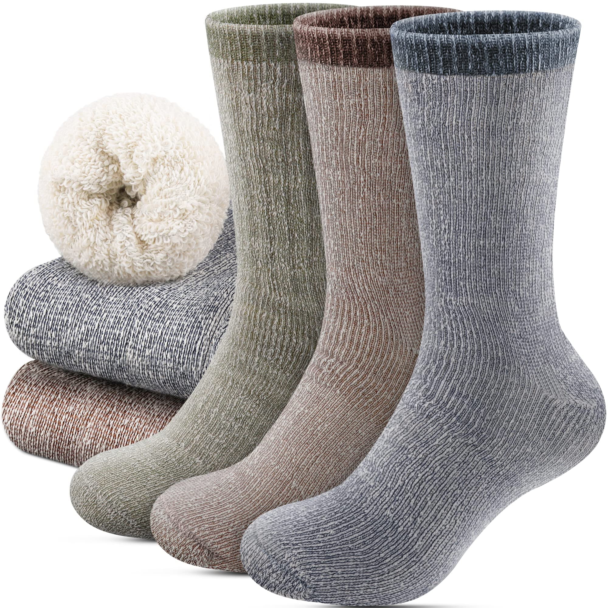 3 Pairs Ultra Thick Winter Socks for Men Super Warm Thermal Wool Socks