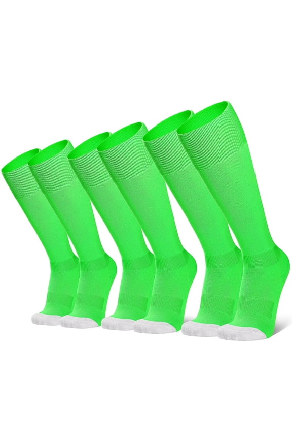 3 Pairs Unisex Baseball/Softball Socks Youth Adult Over-the-Calf Knee High Socks, Green