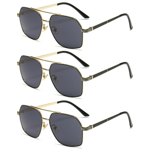 3 Pairs Unisex Retro Aviator Pilot Fashion Classic Sunglasses for Men Women Driving