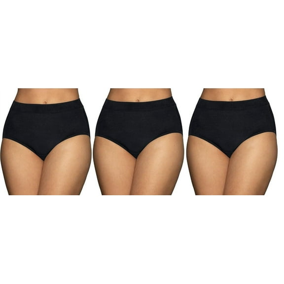 3 Pairs Vanity Fair Women's Beyond Comfort Brief Modal 13251, Size 6, Black