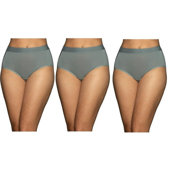 3 Pairs Vanity Fair Women's Beyond Comfort Brief Modal 13251, Size 6, Blue Sea Glass