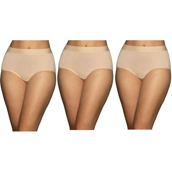 3 Pairs Vanity Fair Women's Beyond Comfort Brief Modal 13251, Size 6, Neutral