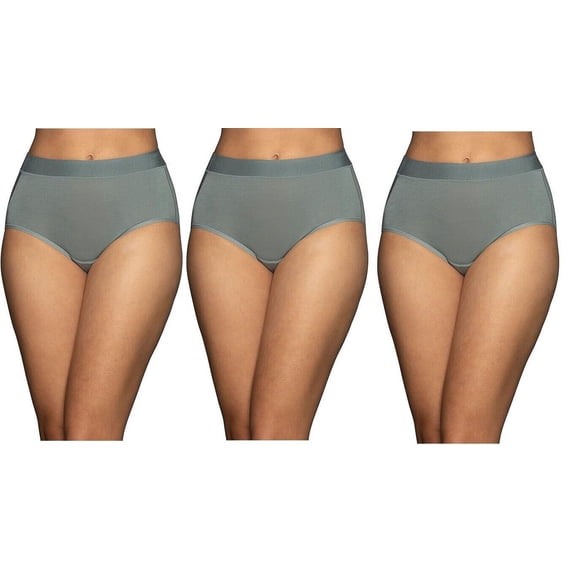 3 Pairs Vanity Fair Women's Beyond Comfort Brief Modal 13251, Size 8, Blue Sea Glass