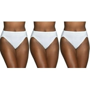 3 Pairs Vanity Fair Women's Illumination Hi Cut Panties, 13108, White, Size 7