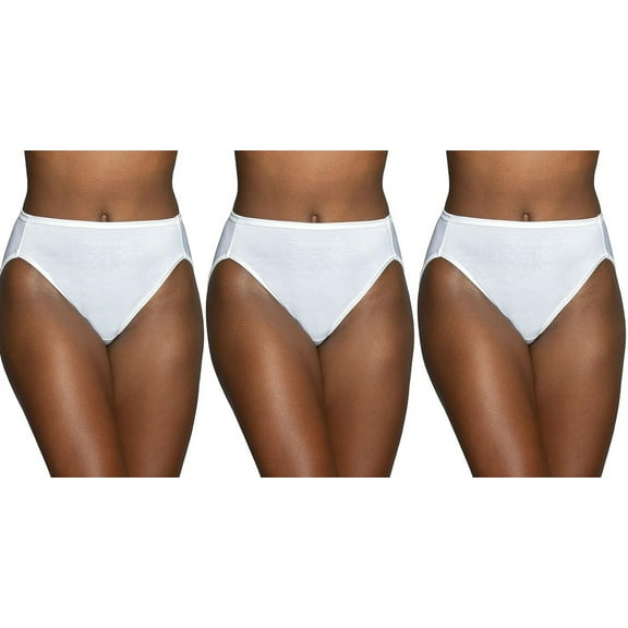 3 Pairs Vanity Fair Women's Illumination Hi Cut Panties, 13108, White, Size 8