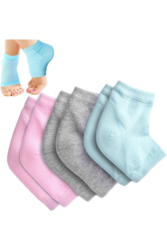 3 Pairs Vented Moisturizing Socks Lotion Gel Open Toe Socks for Dry Cracked Heels, Spa Gel Socks Humectant Moisturizer Heel Balm Foot Treatment Care Heel Softener Compression