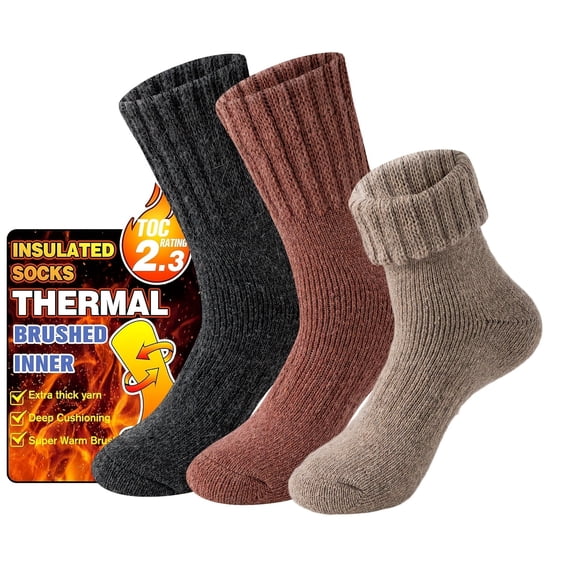 3 Pairs Warm Thermal Socks for Women & Men Winter Ski Thick Boot Insulated Socks for Cold Weather