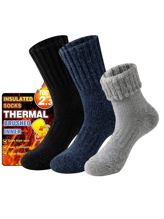 3 Pairs Warm Thermal Socks for Women & Men Winter Ski Thick Boot Insulated Socks for Cold Weather