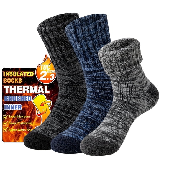 3 Pairs Warm Thermal Socks for Women & Men Winter Ski Thick Boot Insulated Socks for Cold Weather