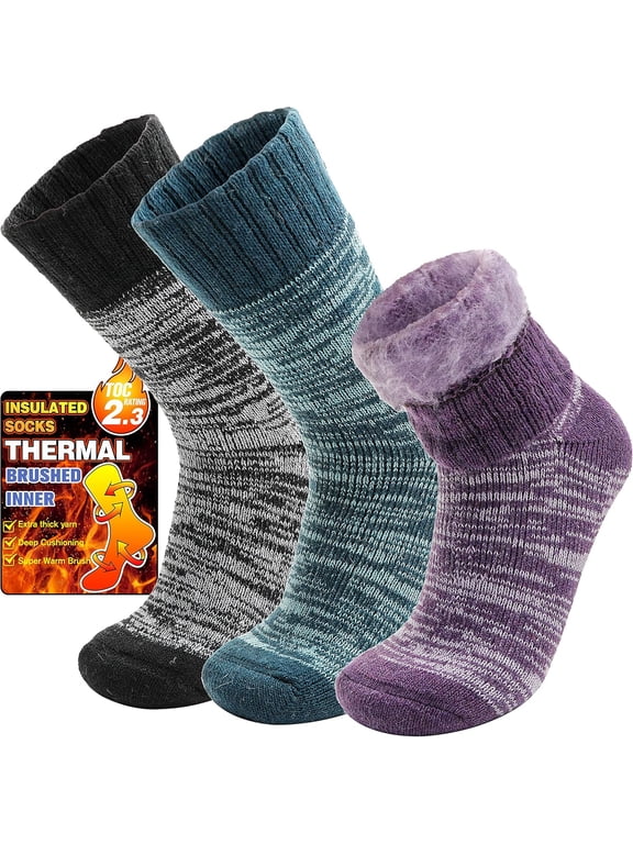 3 Pairs Warm Thermal Socks for Women & Men Winter Ski Thick Boot Insulated Socks for Cold Weather