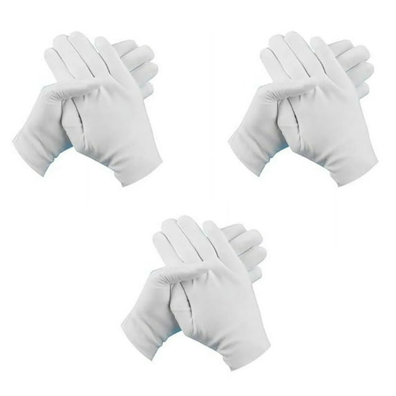 3 Pairs White Cotton Gloves, Breathable Work Gloves for Jewelry Handling, Inspection and Etiquette Events, Protective and Comfortable
