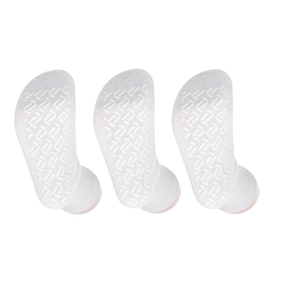 3 Pairs White Non Skid Hospital, Yoga, Pilates, Gripper Slipper Socks Men's or Women Size XXL