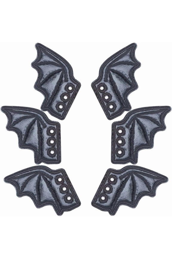 3 Pairs Wing Shoe Charms Black Shoe Decorations with 3 Holes Cloth Bats Wings Charm Decoration for Shoe Skates Boots Sneakers DIY Decoration Accessory Colorful