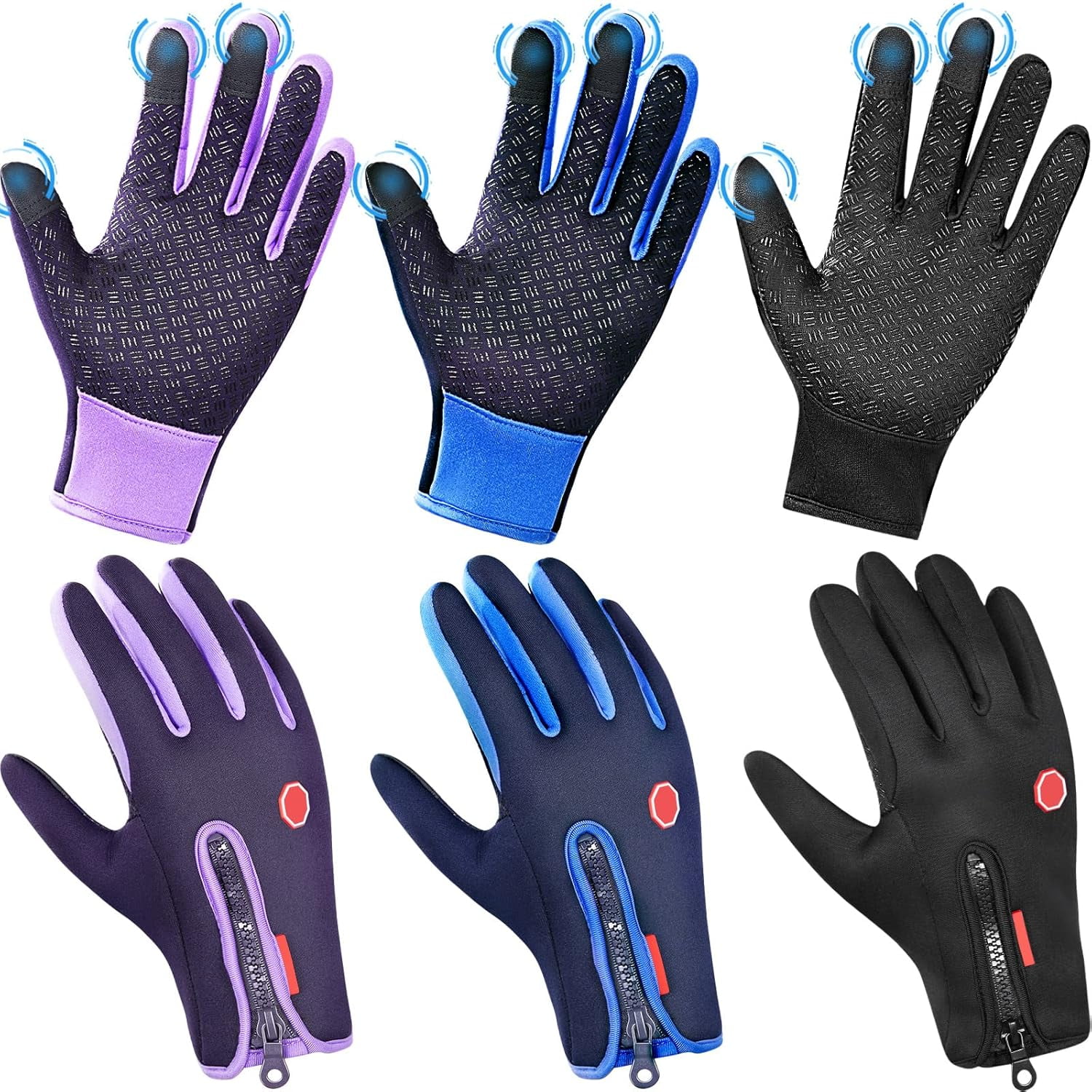 3 Pairs Winter Gloves for Men WomenWaterproof Running Cycling Glove