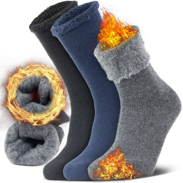 NevEND Men's Heated Socks, Thermal Insulated Wool Socks, Winter