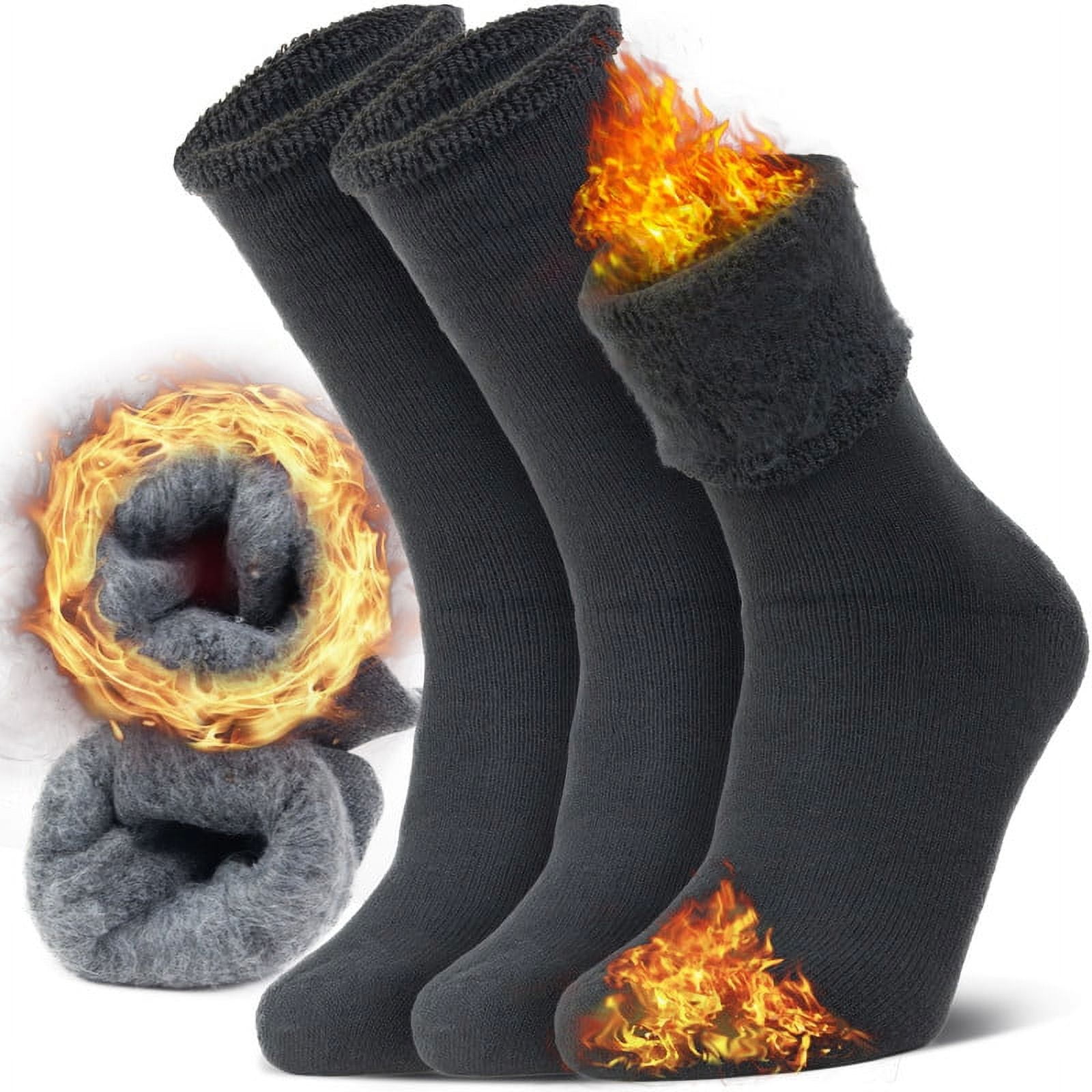 3 Pairs Men's Winter Thermal Heated Wool Socks, Warm Work Foot Warmer, Size 913