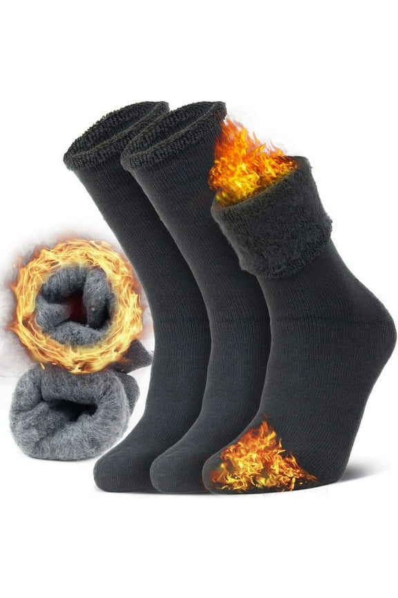 3 Pairs Winter Thermal Heated Socks for Men Warm Winter Ski Thick Boot Insulated Wool Socks for Cold Weather Size 9-13