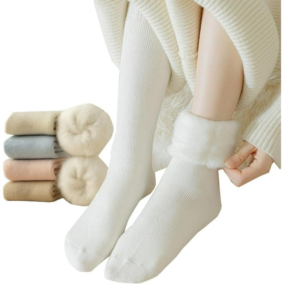 3 Pairs Winter Thermal Socks, Women's Winter Fleece Socks, Thickened Warm Tube Autumn and Winter Super Thick Stockings